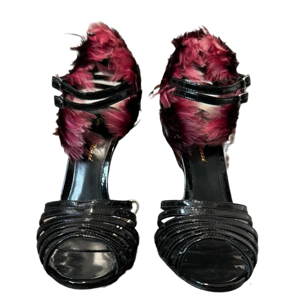 GIANVITO ROSSI***Black Patent Heels w/Feathers***US 7 $950 - Picture 4 of 7
